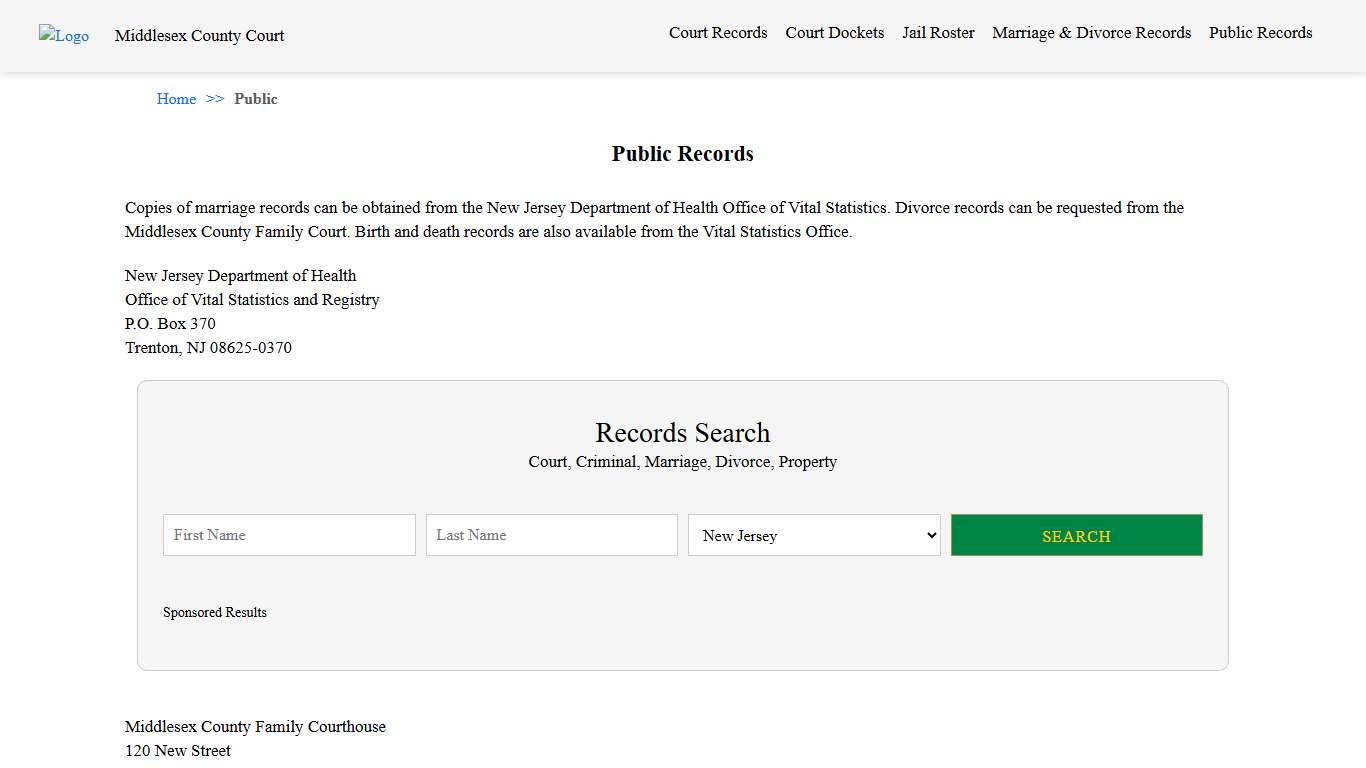 Public Records Middlesex County Court