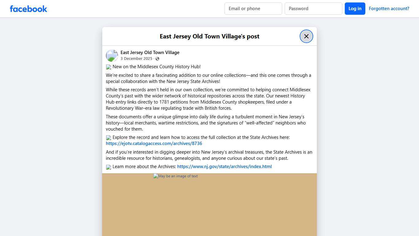 📜 New on the Middlesex... - East Jersey Old Town Village Facebook