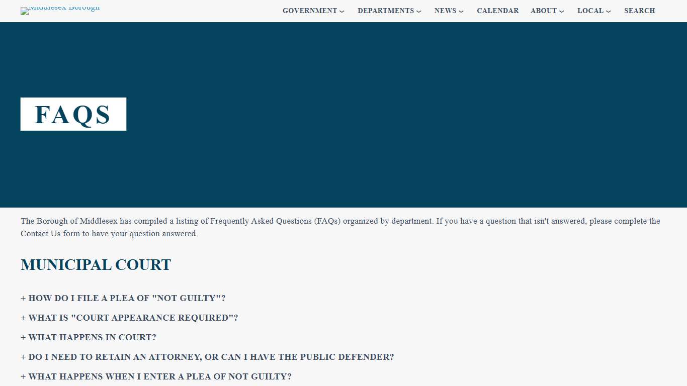 FAQs — Middlesex Borough